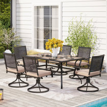 Pepin 7 piece rectangular outdoor discount dining set with sling chairs